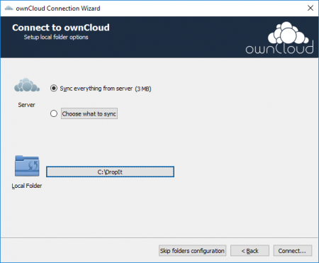 Sync configuration screen