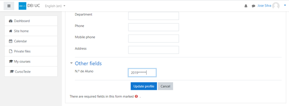 Moodle.DEI profile form screenshot